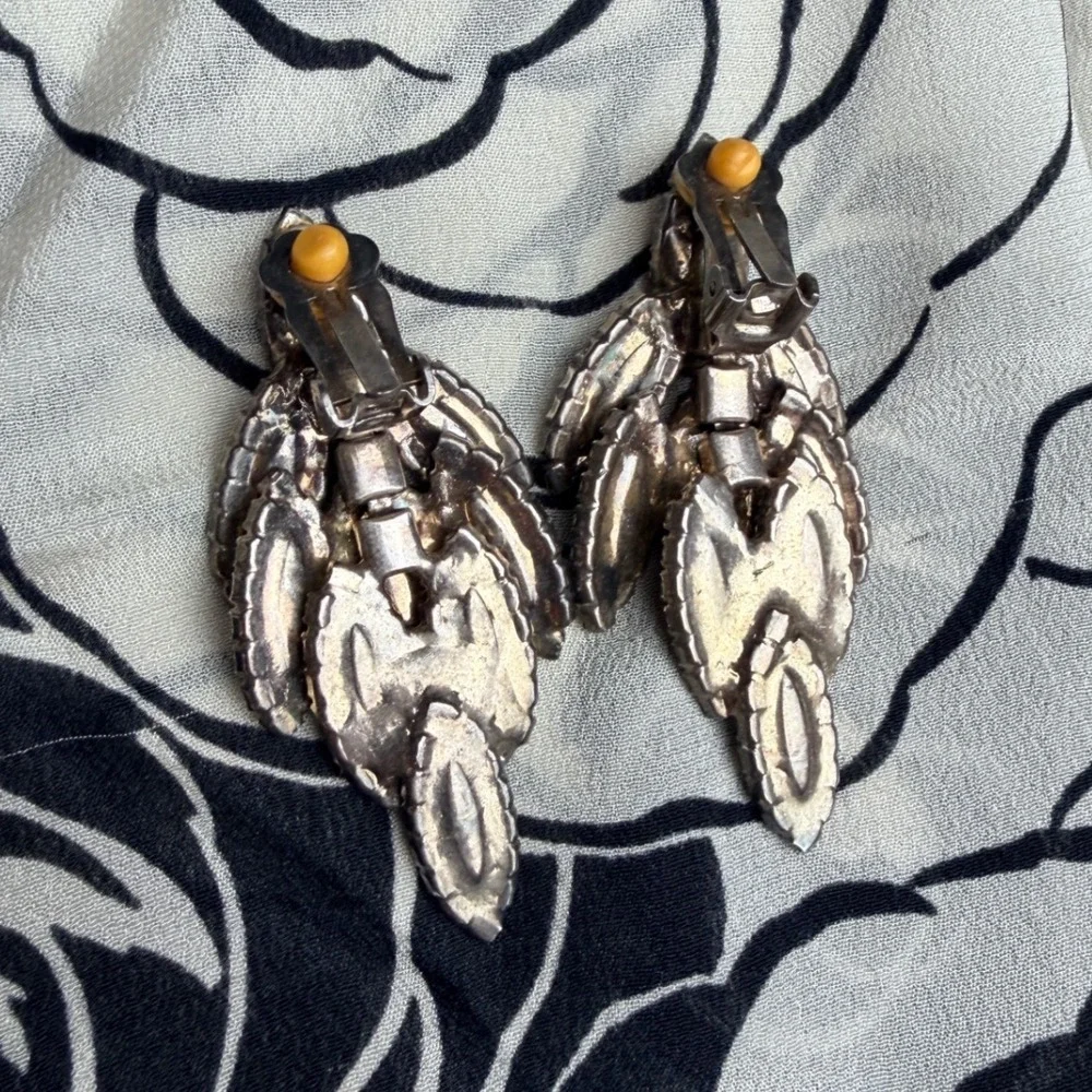 Vintage Sparkling Crystal Chandelier Clip On Earrings Statement -‎ GORGEOUS